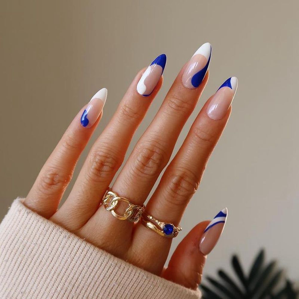24Pcs/Set Fake Nails With Glue Full Cover Nail Tips Press On Med Nails DIY Manicure Oval Head False Nails Pink Almond Artificial JP1419 -24Pcs-Set
