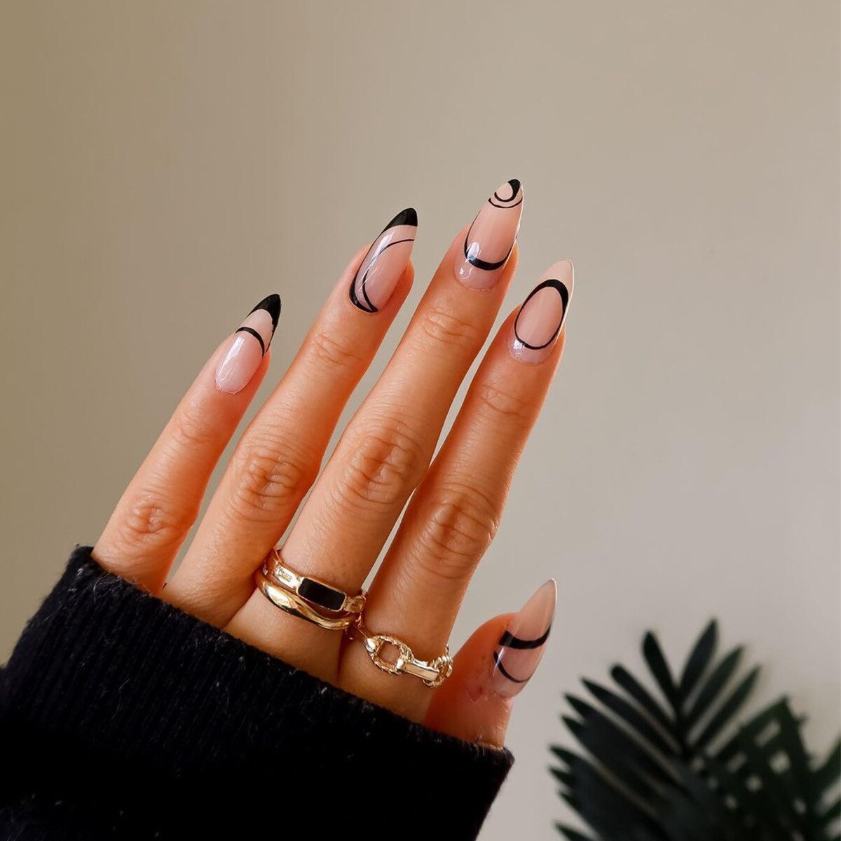 24Pcs/Set Fake Nails With Glue Full Cover Nail Tips Press On Med Nails DIY Manicure Oval Head False Nails Pink Almond Artificial JP1420 -24Pcs-Set