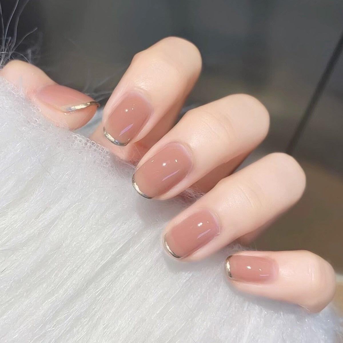 24Pcs/Set Fake Nails With Glue Full Cover Nail Tips Press On Med Nails DIY Manicure Oval Head False Nails Pink Almond Artificial JP929 -24Pcs-Set