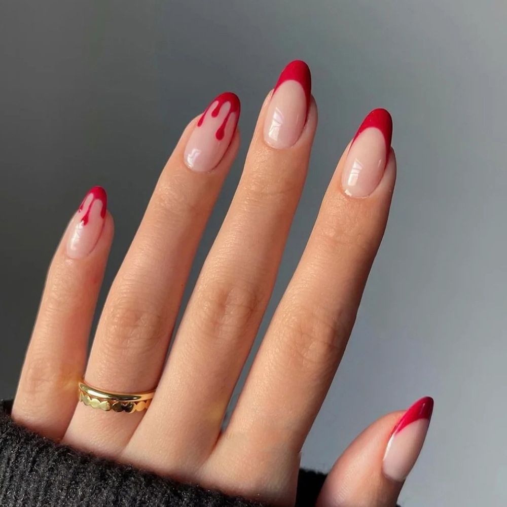 24Pcs/Set Fake Nails With Glue Full Cover Nail Tips Press On Med Nails DIY Manicure Oval Head False Nails Pink Almond Artificial TJP2665 -24Pcs-Set