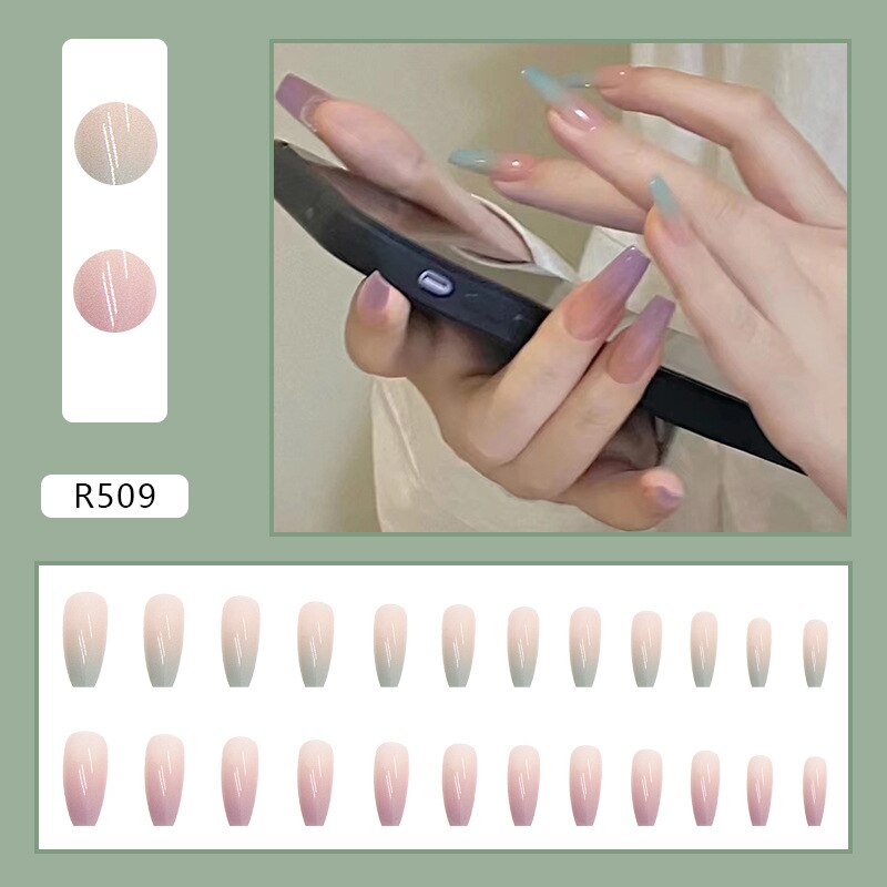 24Ps Childlike Fake Nails With Glue Cute Kawaii Personality Stick On Nails False Girls Short Press On Nail Art DIY Manicure Tool Nails With Glue R509
