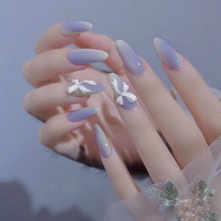 24Ps Childlike Fake Nails With Glue Cute Kawaii Personality Stick On Nails False Girls Short Press On Nail Art DIY Manicure Tool Nails With Glue X27