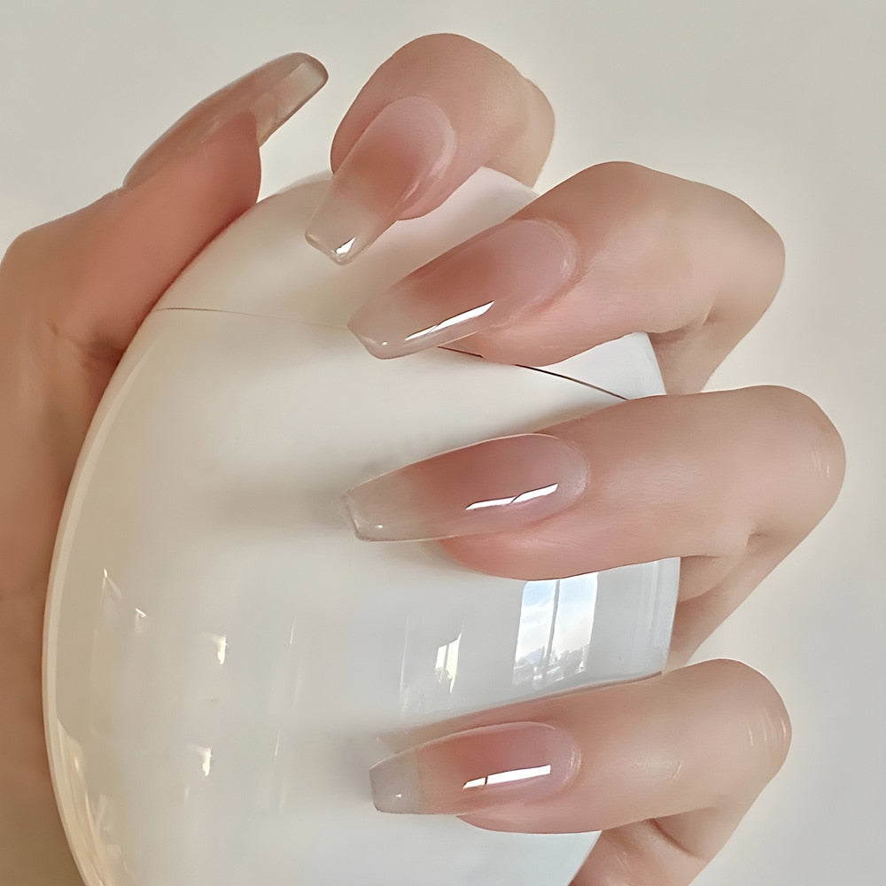24pcs 2024 Ballet False Nail Full Cover Fake Nail Butterfly Love Nails Tip French Coffin Nails Press on Nails CY182