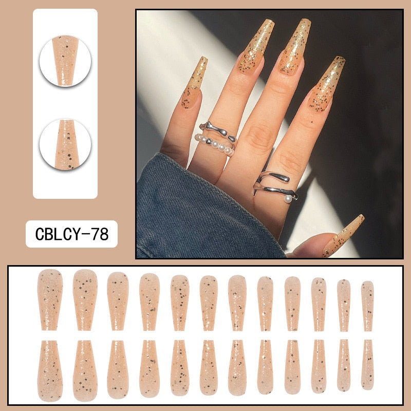 24pcs/Box Charming Pink Flame Short Ballet Wearable Fake Nails press on Square Head Full Cover Detachable Finished Fingernails CBLCY 78