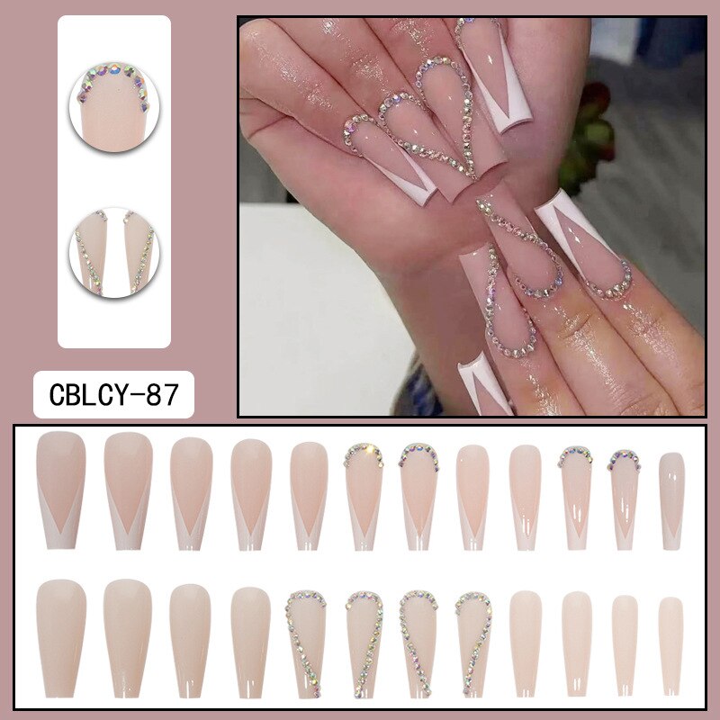 24pcs/Box Charming Pink Flame Short Ballet Wearable Fake Nails press on Square Head Full Cover Detachable Finished Fingernails CBLCY 87