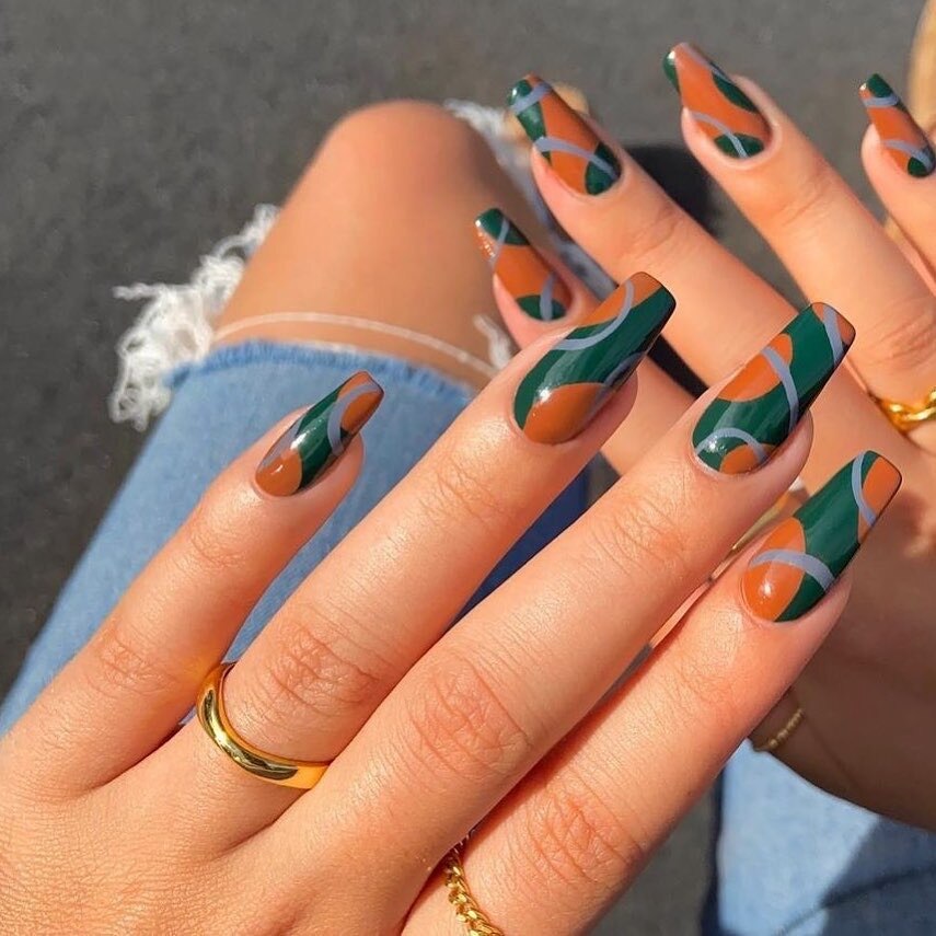 24pcs/Box Long T Handmade Valentine's Day French Flame Wave Love With Diamond False Nail Enhancement Waterproof Gel Fake Nails AMAIO