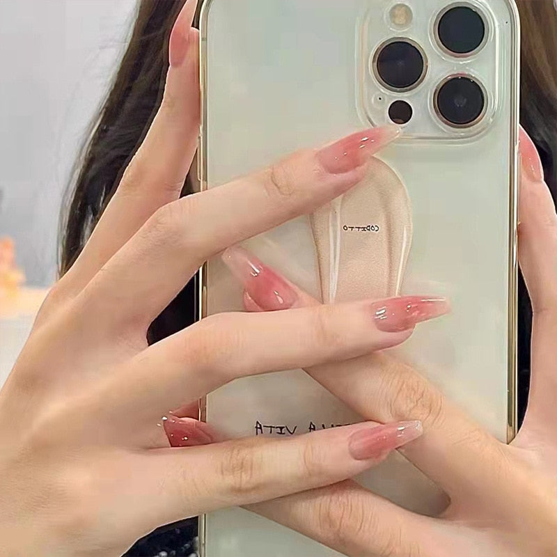 24pcs Checkerboard False Nails Wearable Fake Nails Long Coffin Full Cover Press On Square Head Manicure New French Manicuree R269