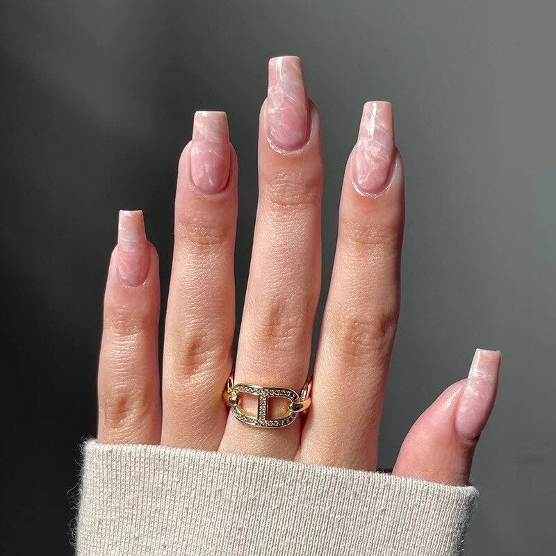 24pcs Coffin False Nails Glitter Rainbow Flowers Press on Nail Patch Short Manicure Nail Tips False Nail Acrylic Patch wholesale J4