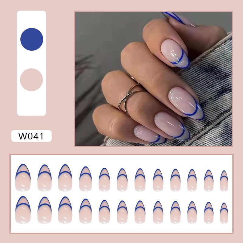 24pcs Douyin 2024 Nail Press on Long Ballet False Nails Extension Tip Reusable Adhesive Y2k Pink Black Sweet Cool Style Manicure