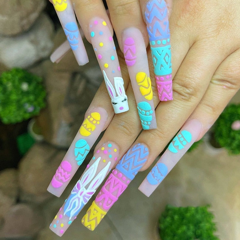 24pcs French rhinstones artifical nails with glue full cover fake nails detachable coffin false nail tips bling press on nails 162