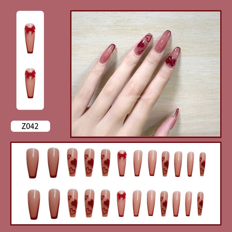24pcs Glitter Gold Diamond False Nails French Butterfly Design Press on Nail Wearable Full Cover Acrylic Nail Tips for Girls N13