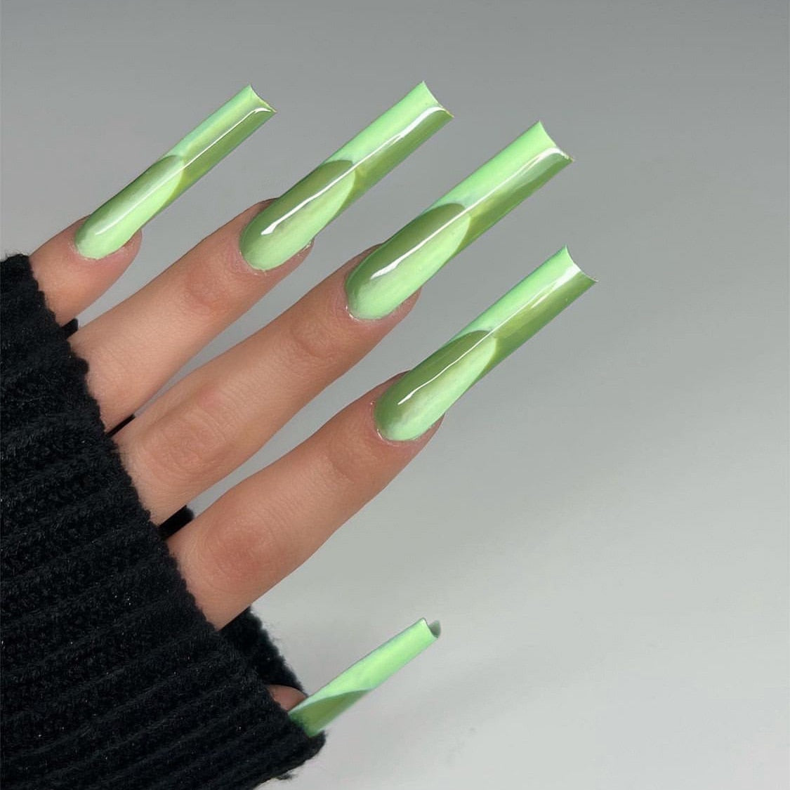 24pcs Gradient Ballet False Y2k Nails Press On Long Coffin French Nail Tips Full Cover Acrylic Fake Nails Stickers F2