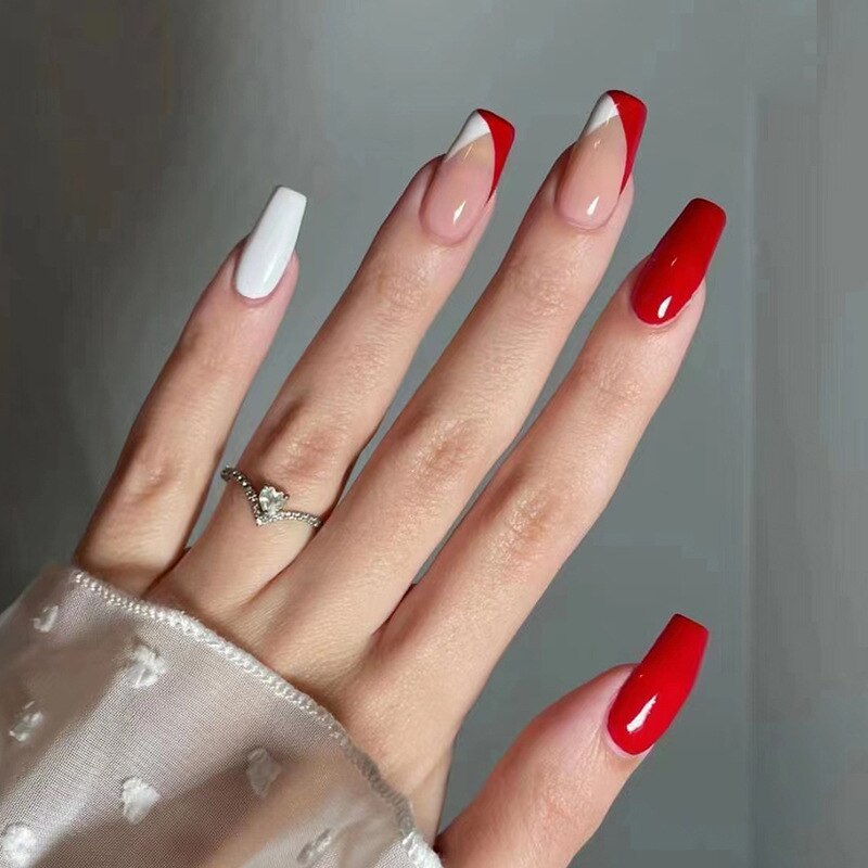 24pcs New Ballerina Fake Nails Leopard French Crocodile Cow Print Full Cover Nail Tips Press on Nails DIY Detachable False Nails