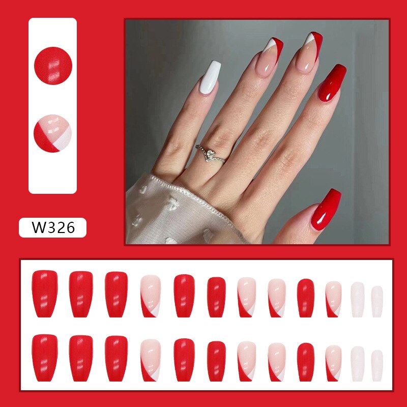 24pcs New Ballerina Fake Nails Leopard French Crocodile Cow Print Full Cover Nail Tips Press on Nails DIY Detachable False Nails