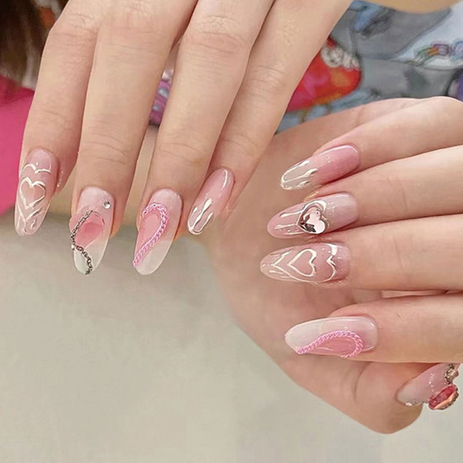 24pcs Rhinestone Design Fake Nails Shiny Bridal Women Lady party nail DIy Decorations Press On nail Tips False Nail Patch 774192