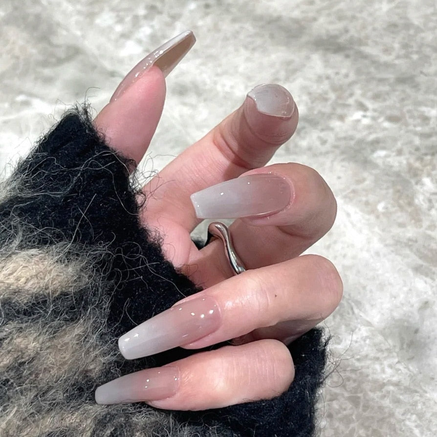 24pcs Simple Style Nail Art Colorful Lines Fake Nails In Shape Of Water Drop Press On False Nails With Glue DIY Nail Art Tips R202