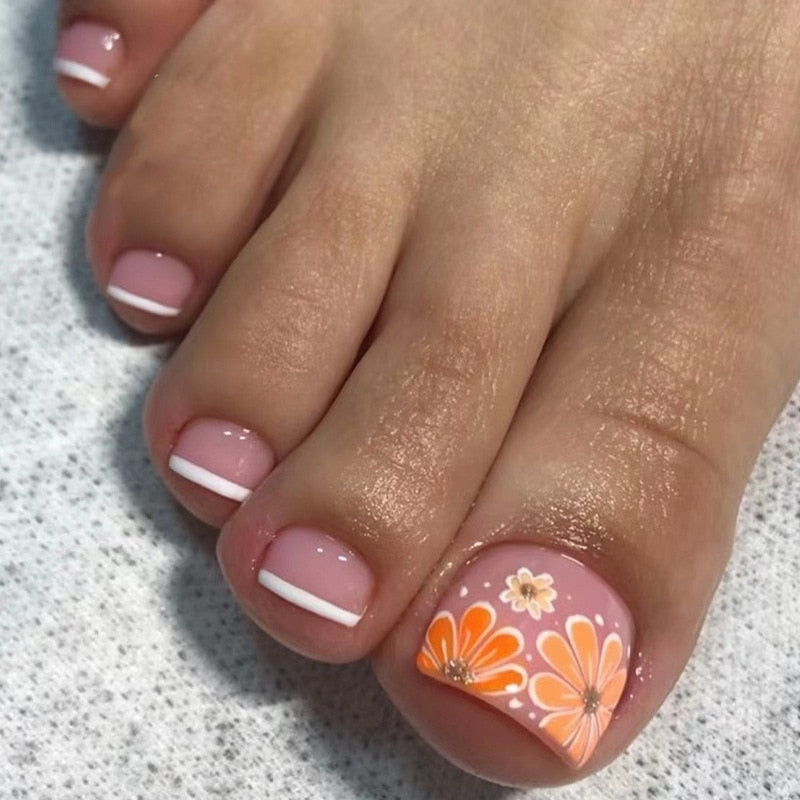 24pcs Simple Style Nail Art Colorful Lines Fake Nails In Shape Of Water Drop Press On False Nails With Glue DIY Nail Art Tips JP2471