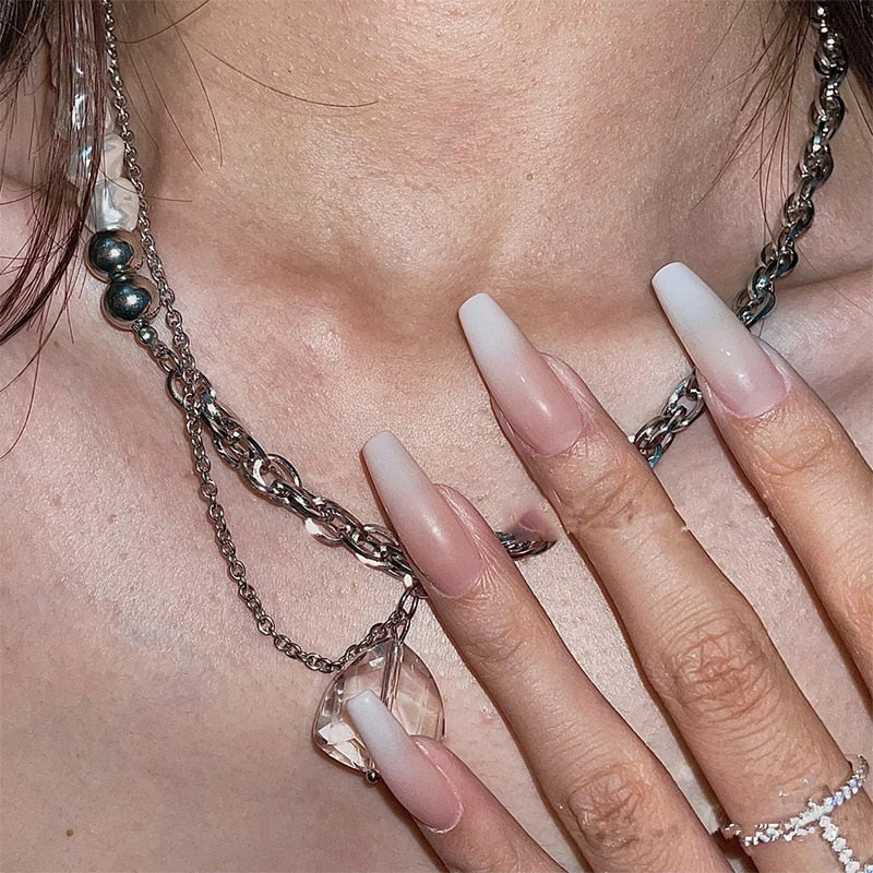 24pcs removeable false nails with glue Ballet nails with designs Gradient Shinny brown press on nails coffin glitter fake nails 156