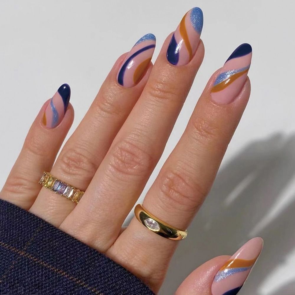 24pcs/set Long Stiletto Fake Nails Punk Snake Pattern Black White Matte False Nails Artificial Full Nail Tips Manicure Tools C-2