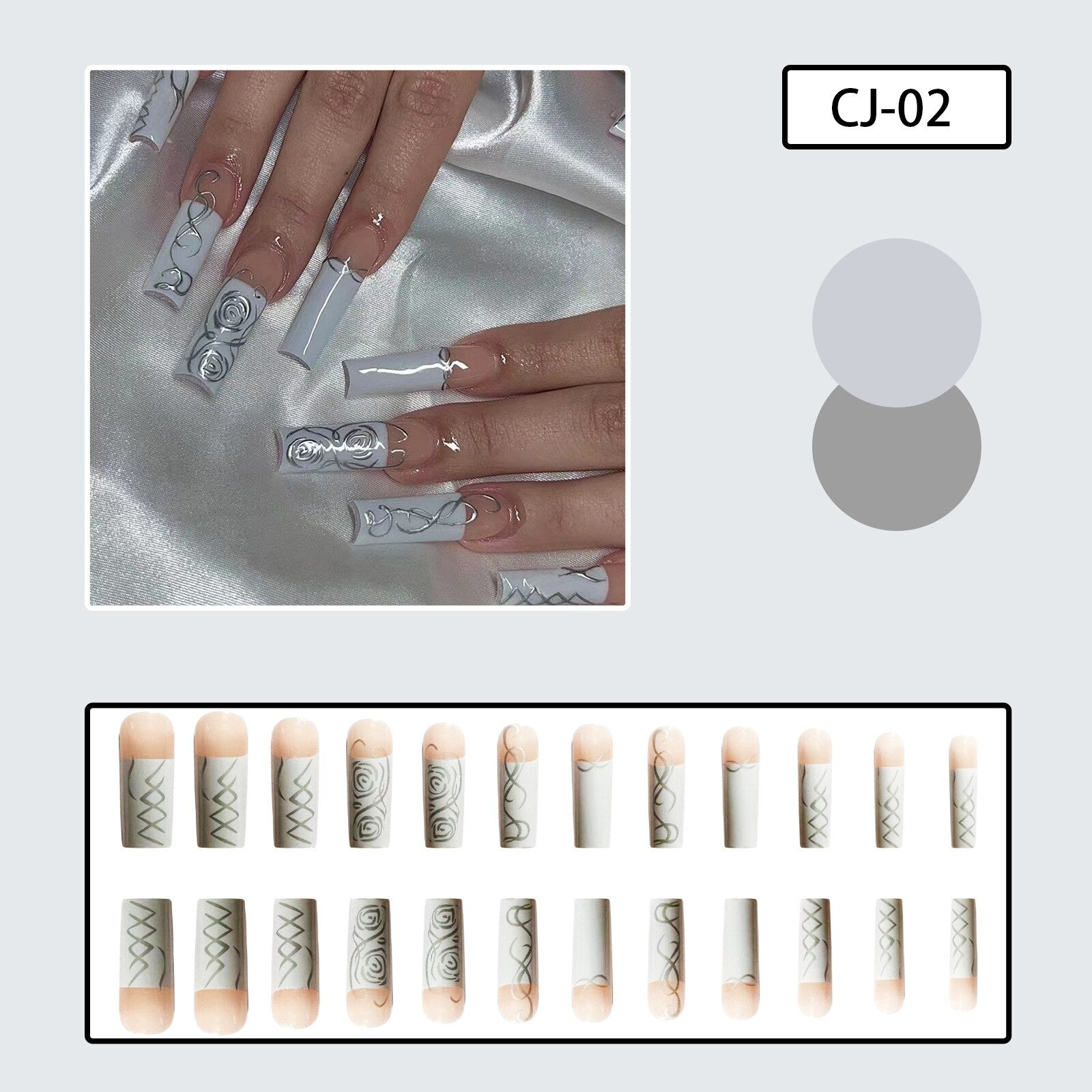24pcs y2k Fake Nails Black White Star Printed Press on Nail Tips Long Coffin European Artificial Nail Patch for Girl Women H9