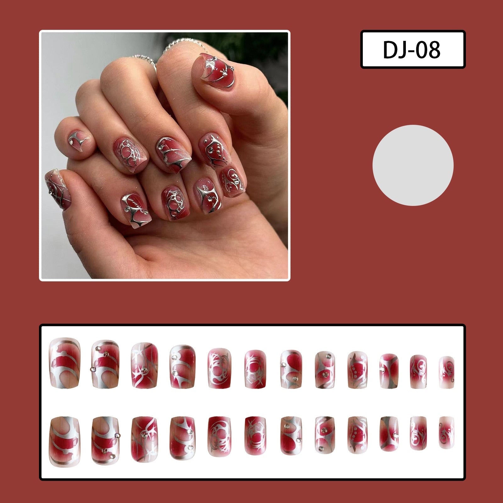 24pcs y2k Fake Nails Black White Star Printed Press on Nail Tips Long Coffin European Artificial Nail Patch for Girl Women H6