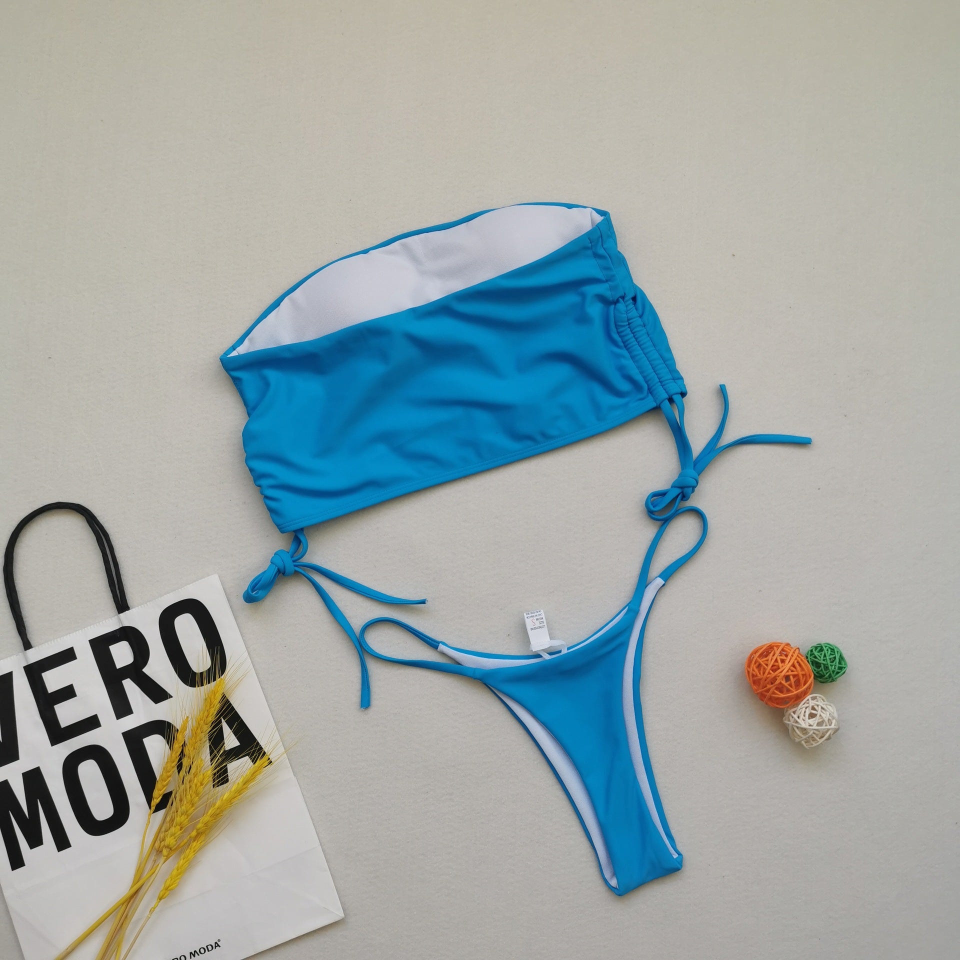 Women's Tube Top Print Solid Color Bikini Swimsuit