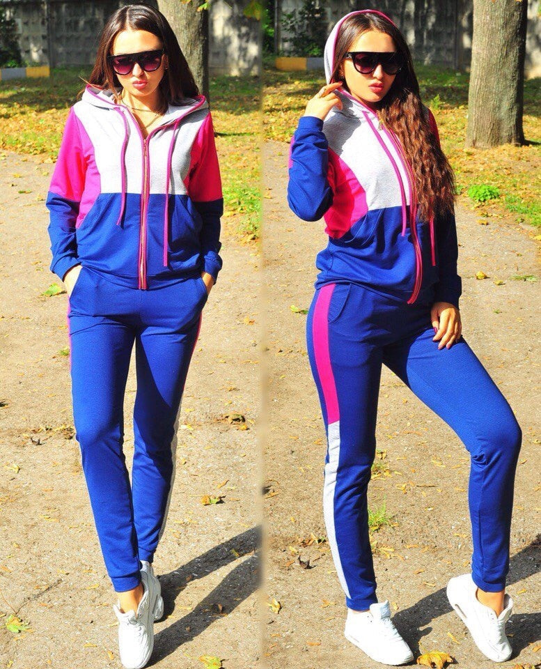 2Pcs Set Women Sport Tracksuit Zipper Hoodies Sweatshirt Pants Set Jogger Sport Wear Ladies Casual Sweat Spring Streetwear Suit Blue