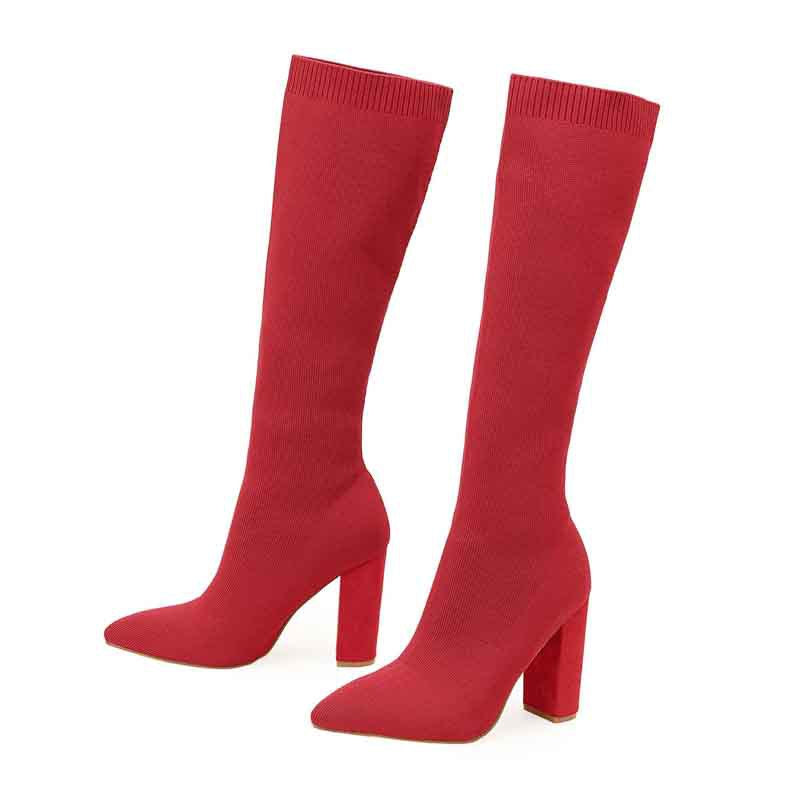 Thick High-heeled Thigh Boot Women Red