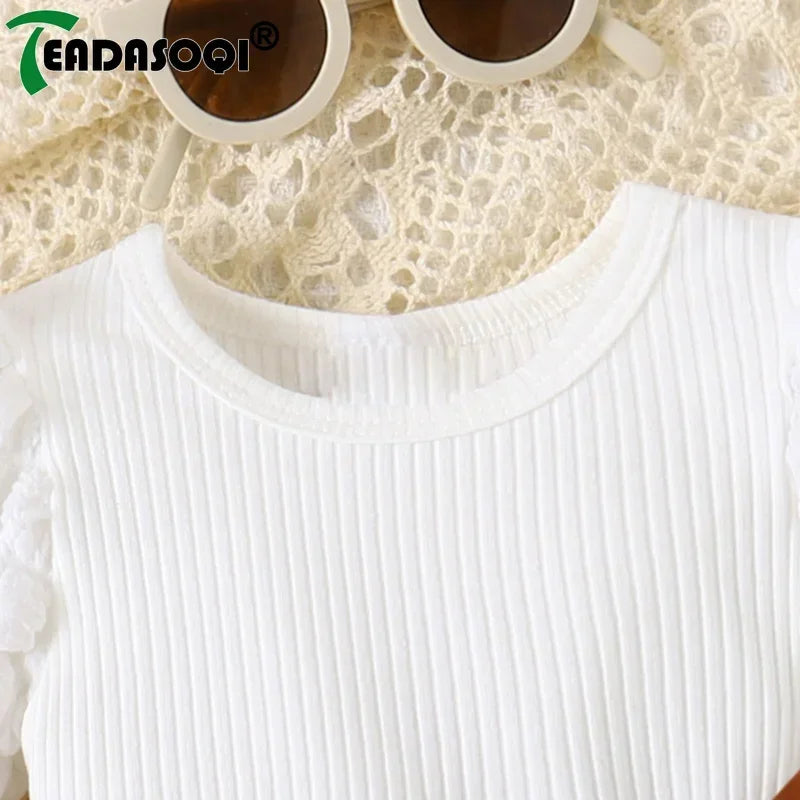 3-24M Newborn Baby Girl Clothes Sets Plaid Bubble Pit Long Sleeve Tops+Bowknot Layered Short Skirt 2Pcs Sets Kids Girls Outfits