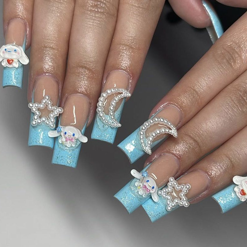 37style Sanrios Kuromi Hello Kitty My Melody Anime Y2k Europe and America Handmade Press on Nails Long Nails Design Manicure K