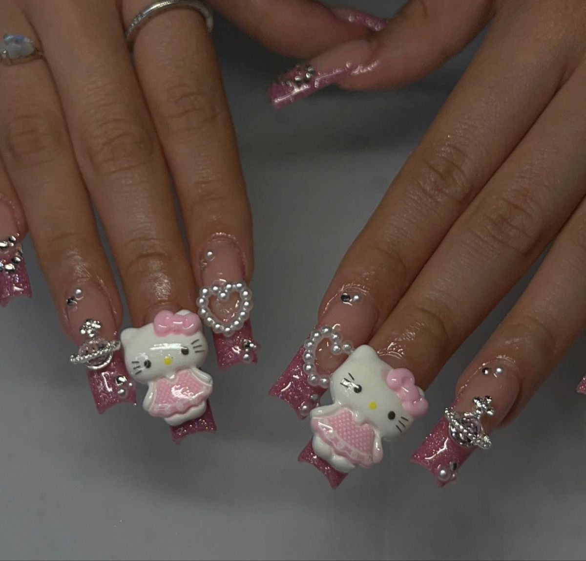 37style Sanrios Kuromi Hello Kitty My Melody Anime Y2k Europe and America Handmade Press on Nails Long Nails Design Manicure 6