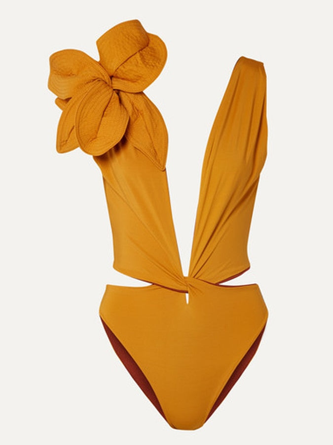 3D Design Lace Stripe Cutout Tight Tankini Swimwear Swimsuit