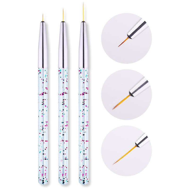 3Pcs French Stripe Nail Art Liner Brush Set 3D Tips Line Stripes DIY Drawing Pen UV Gel Brushes Painting Pen Manicure Tools 3 Pcs 06