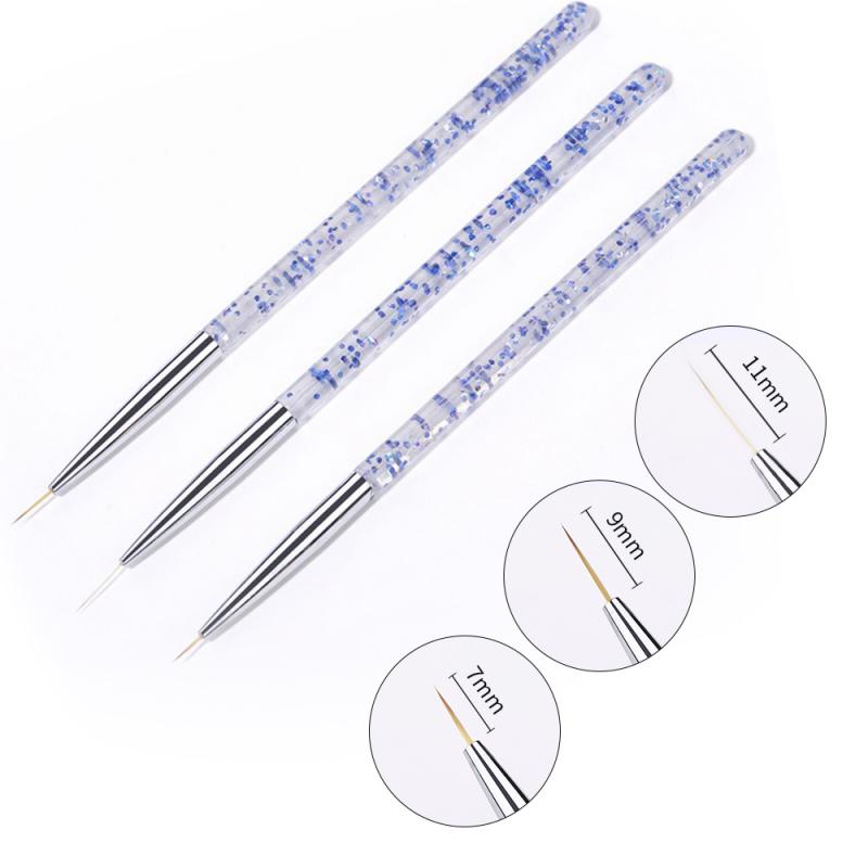 3Pcs French Stripe Nail Art Liner Brush Set 3D Tips Line Stripes DIY Drawing Pen UV Gel Brushes Painting Pen Manicure Tools 3 Pcs 20