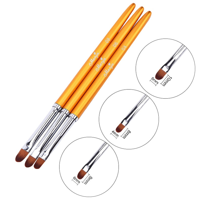 3Pcs French Stripe Nail Art Liner Brush Set 3D Tips Line Stripes DIY Drawing Pen UV Gel Brushes Painting Pen Manicure Tools 3 Pcs 19