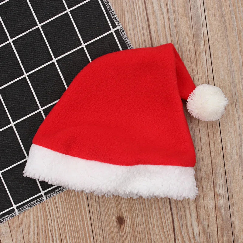 4PCS/Set Christmas Santa Claus Plush Outfit Newborn Clothing Sets Baby Boys Winter Fleece Tops+Pants+Hats+Socks Children Clothes