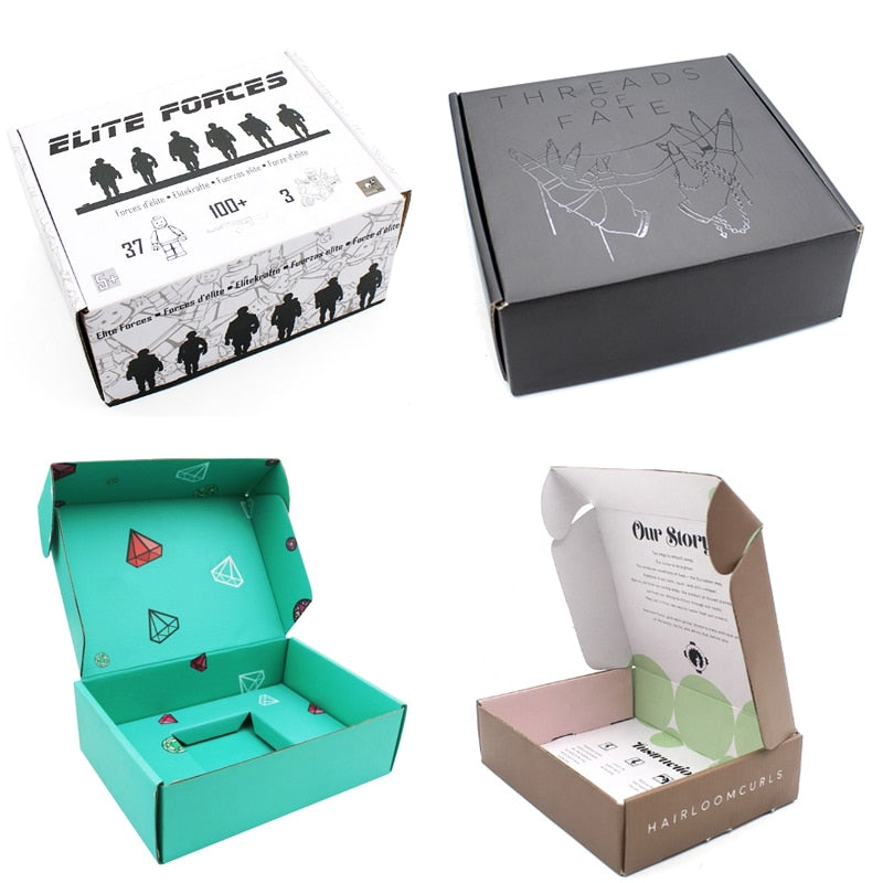 500pcs Custom Logo Printing White Black Corrugated Kraft Cardboard Mailer Shipping Boxes Gift Paper Box Packaging
