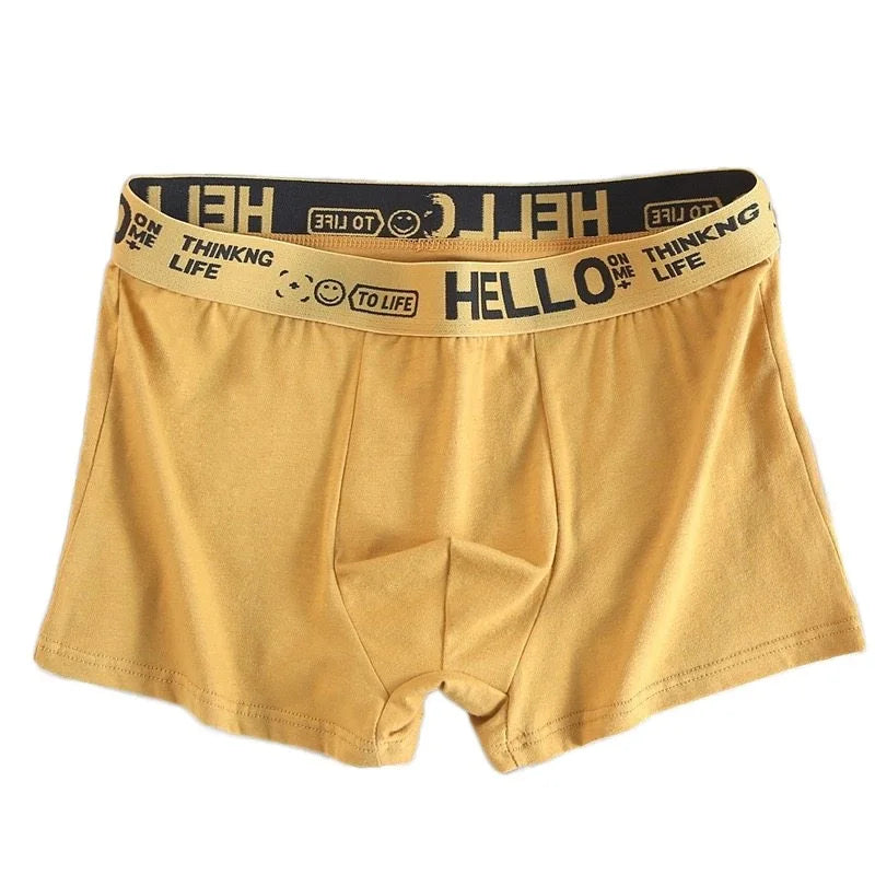 5Pcs Mens Underwear Male Boxers Sexy Underpants Comfortable Breathable Fashion Boys Panties Underwear Boxershorts Men Yellow