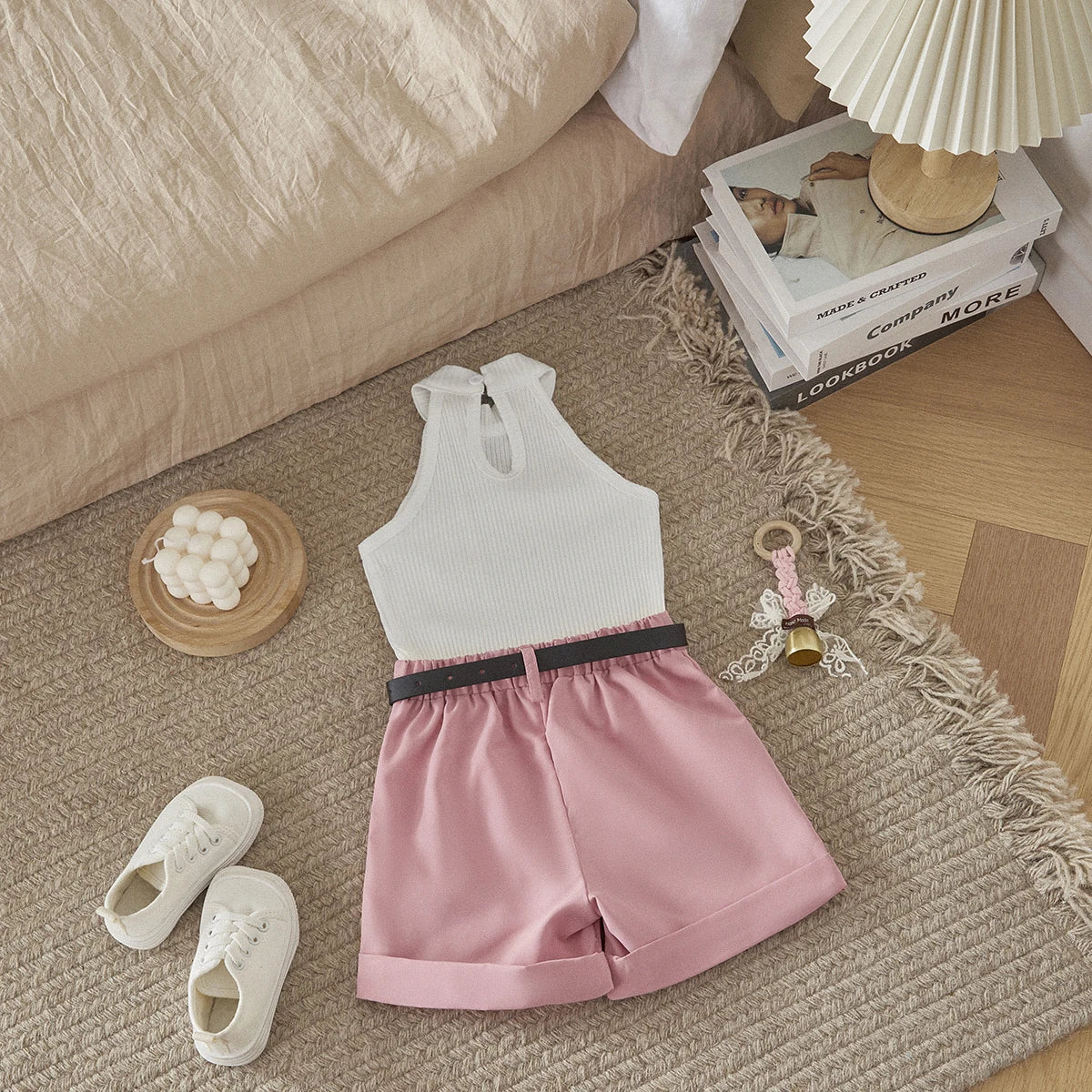 6m-4Y Kid Baby Girls Clothes Sets Toddler Infant Outfits Knit Sleeveless Tops Shorts Waist Pack Summer Clothing