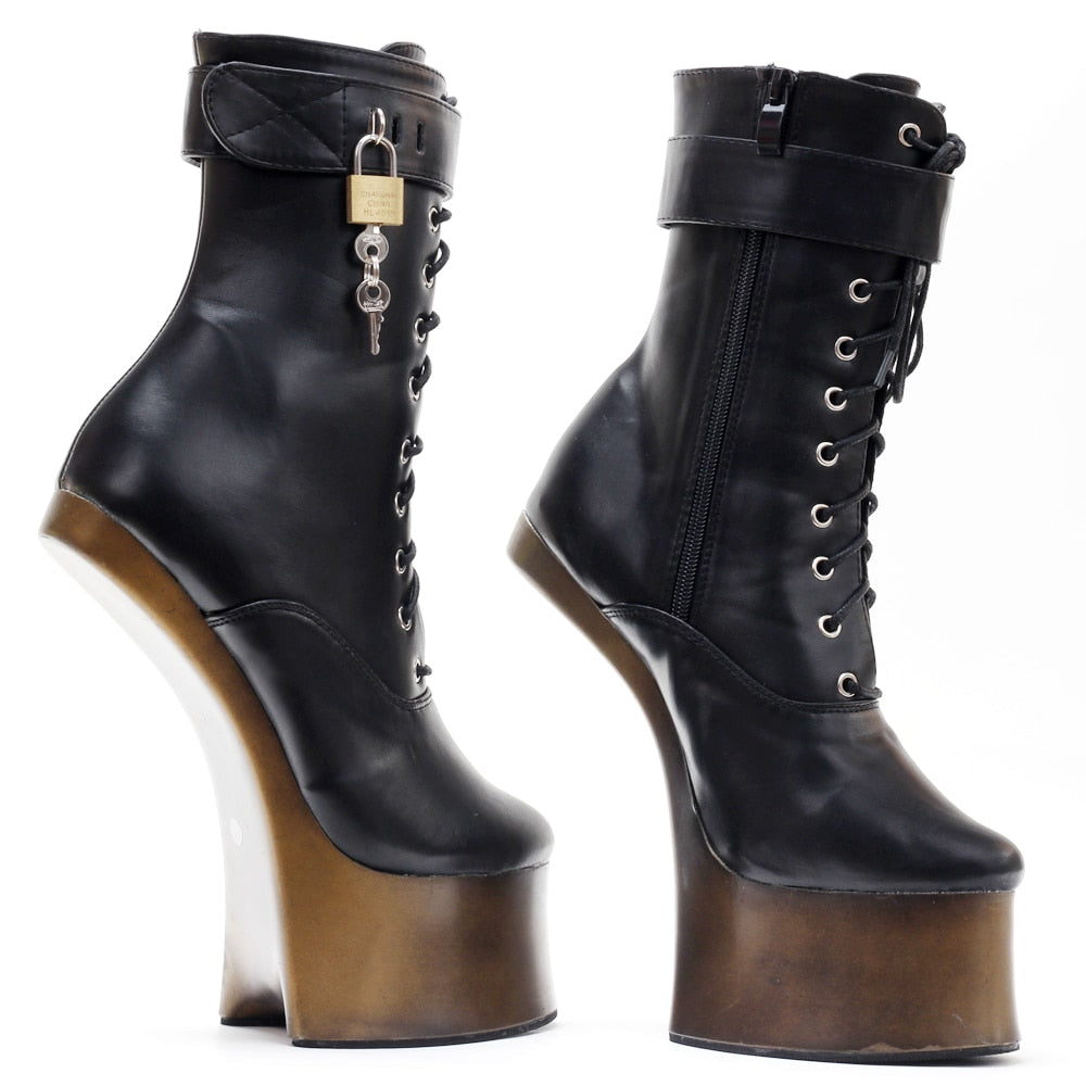 7inch High Heel Ponyplay bootfetish Ankle Platform Boots In Stock Size36-46
