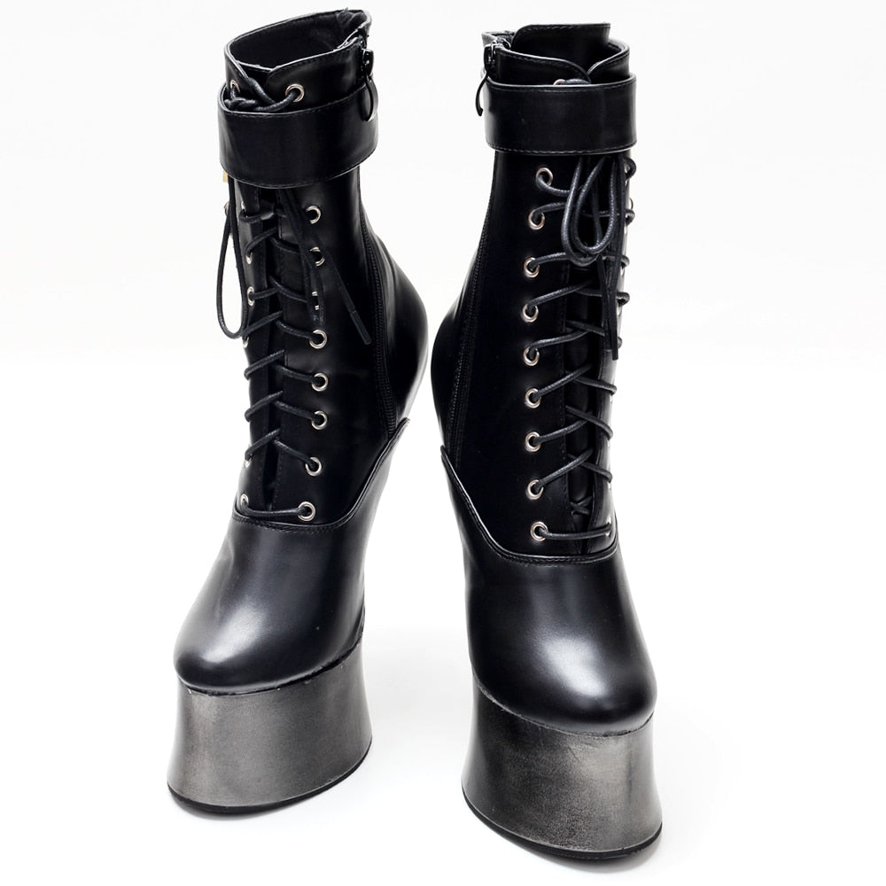 7inch High Heel Ponyplay bootfetish Ankle Platform Boots In Stock Size36-46