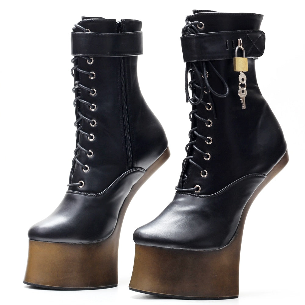 7inch High Heel Ponyplay bootfetish Ankle Platform Boots In Stock Size36-46
