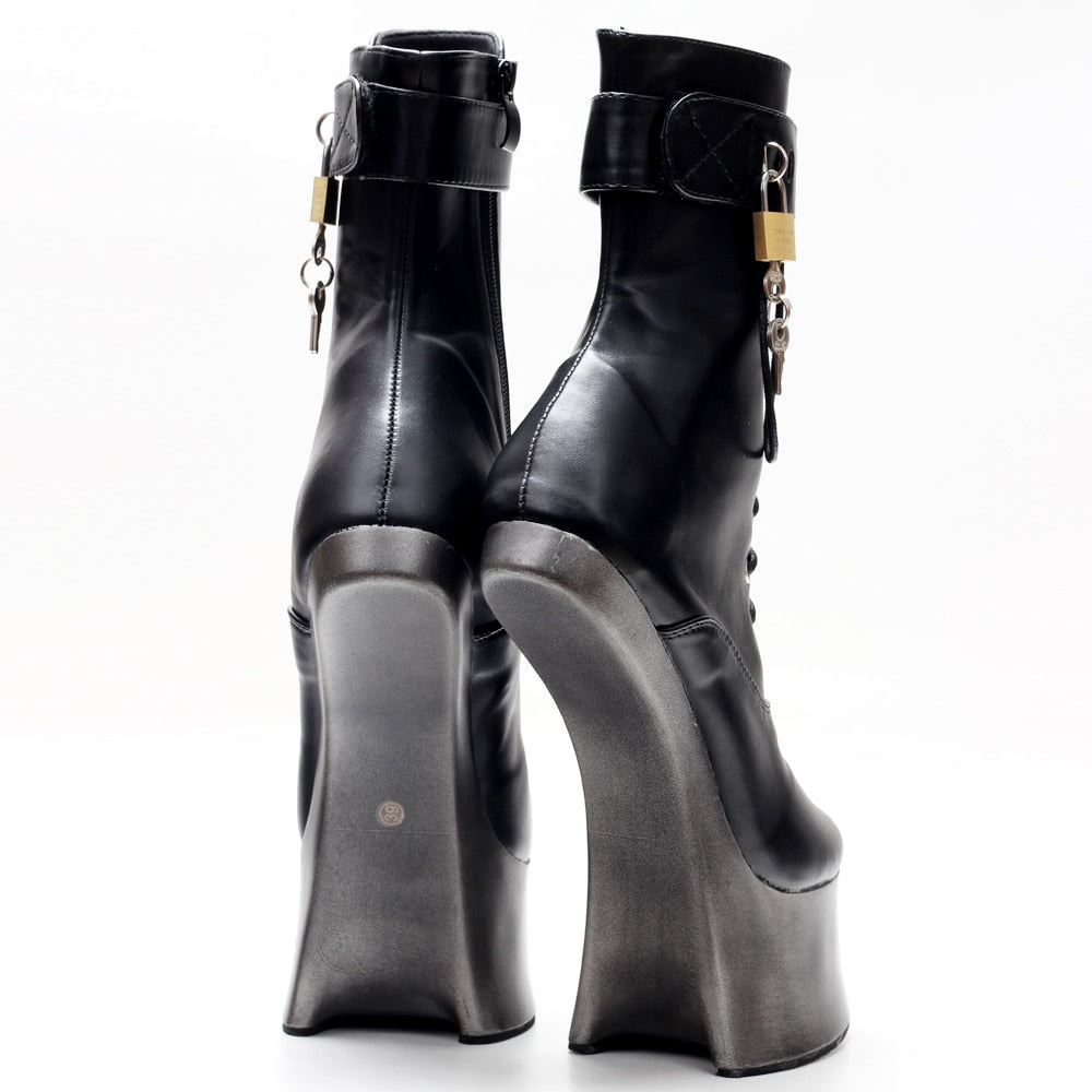 7inch High Heel Ponyplay bootfetish Ankle Platform Boots In Stock Size36-46