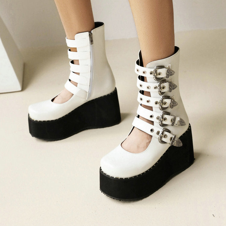 Punk Rivet Thick Bottom Platform Female Ankle Boots