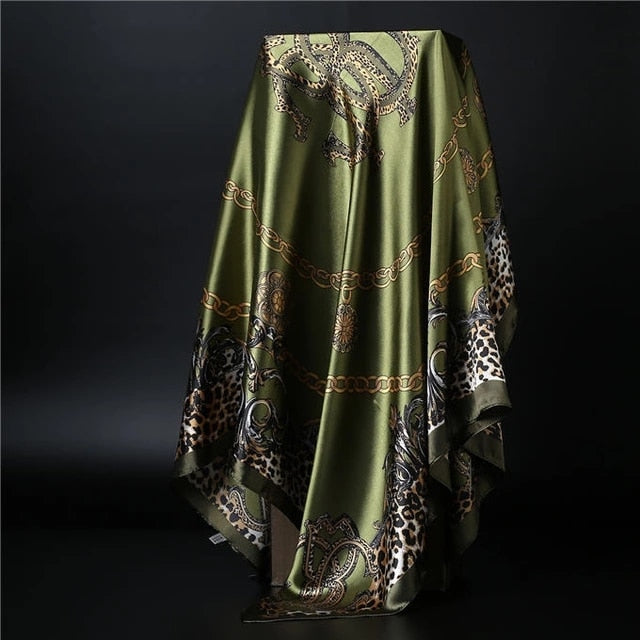 90*90cm square silk scarf Women Shawl Print Satin Hijab Female Luxury Brand Square Lady muffler coverchief bandanna pareo girl 15 One Size