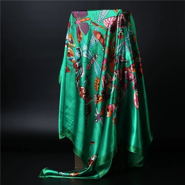 90*90cm square silk scarf Women Shawl Print Satin Hijab Female Luxury Brand Square Lady muffler coverchief bandanna pareo girl 36 One Size