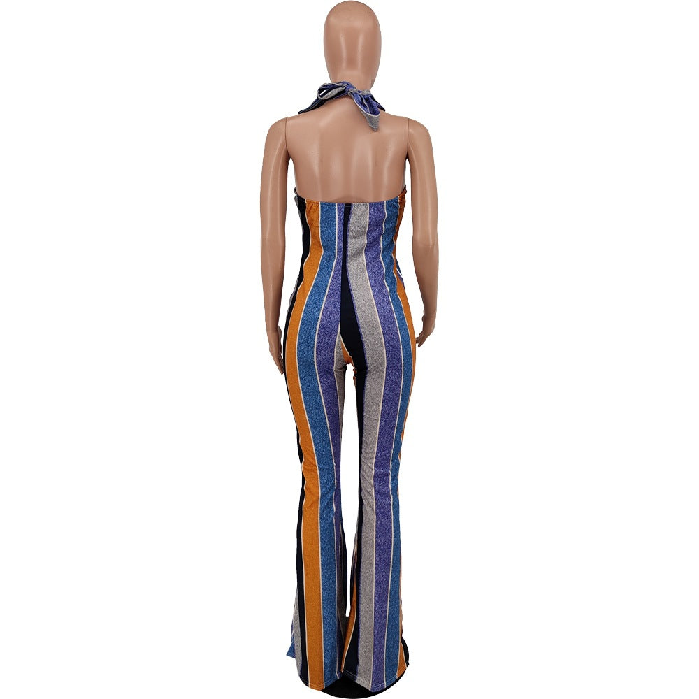 Slim Fitting Printed One Piece Flare Pants