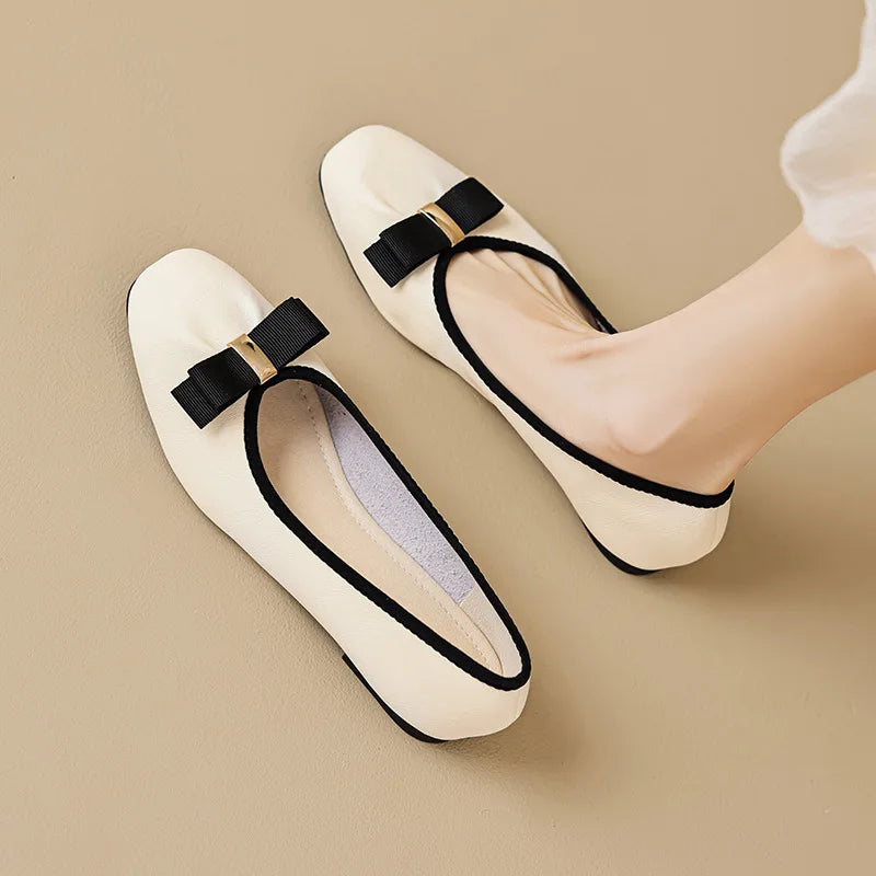 2023 spring and autumn women's shoes Korean style work and party wear Ladies' casual flats mary jane boat shoes Large size 41-43