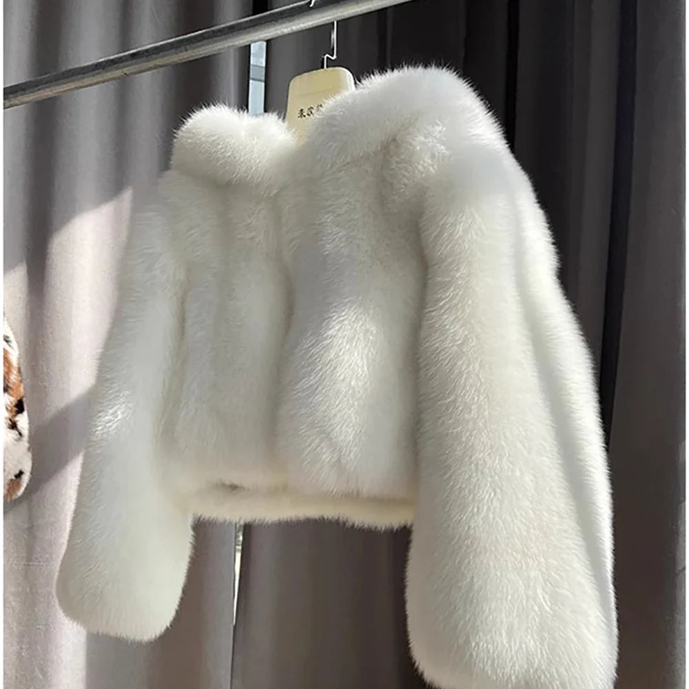 Faux fur coat for Women Luxury fur coat faux fur jackets for women faux fur Hooded coat Vintage fur coat