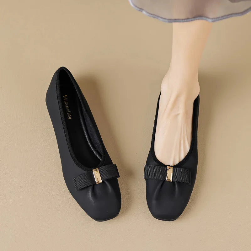 2023 spring and autumn women's shoes Korean style work and party wear Ladies' casual flats mary jane boat shoes Large size 41-43